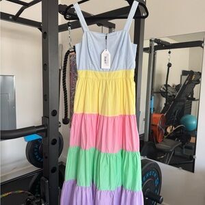 English Factory Multicolor Tiered Midi Dress